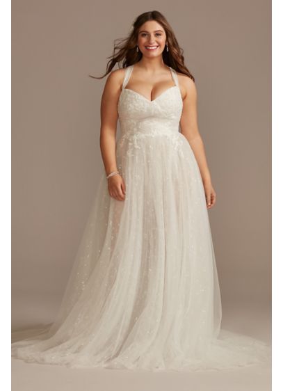 Convertible Strap Plus Size Bodysuit Wedding Dress - This hand-draped tulle wedding dress offers multiple gown